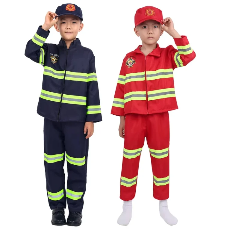 Boys-Girls-Kids-Firefighter-Costume-Long-Sleeve-Zipper-Uniform-Cosplay-Set
