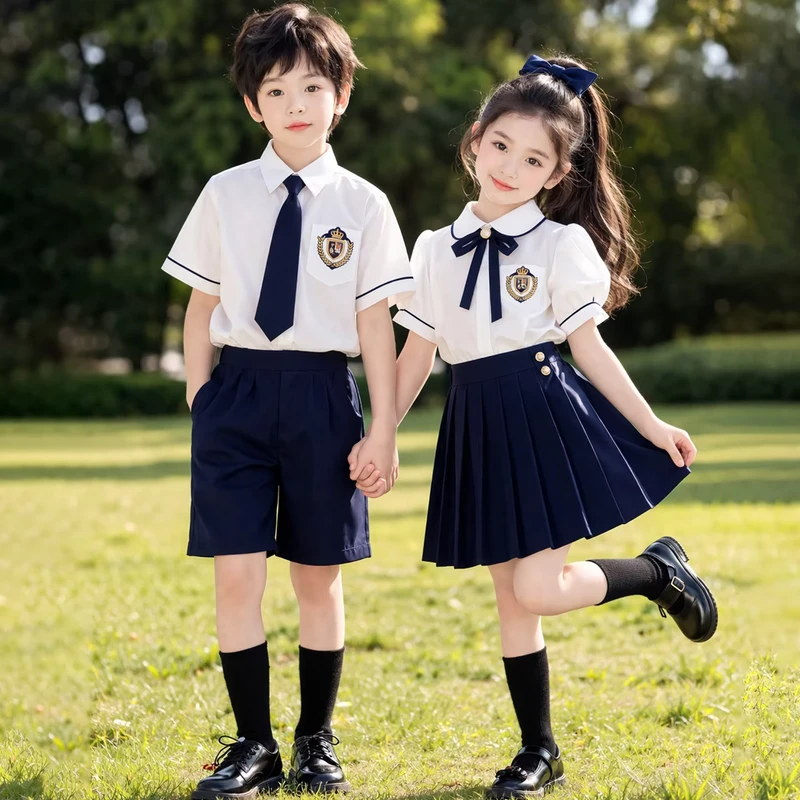 Boys' Primary School Cotton Uniform, English-Style Performance Suit