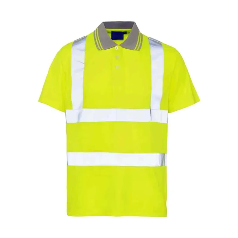 Brand New Ready to Ship High Visibility Safety Shirt Breathable Men's Work Clothes Short Sleeve Reflective Polo Shirt