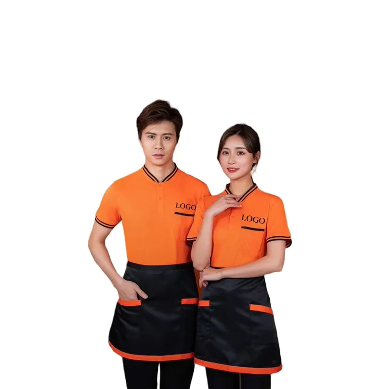 Breathable 100% Polyester Hotel Restaurant Bakery Cafe Waiter Waitress Uniform T-Shirts