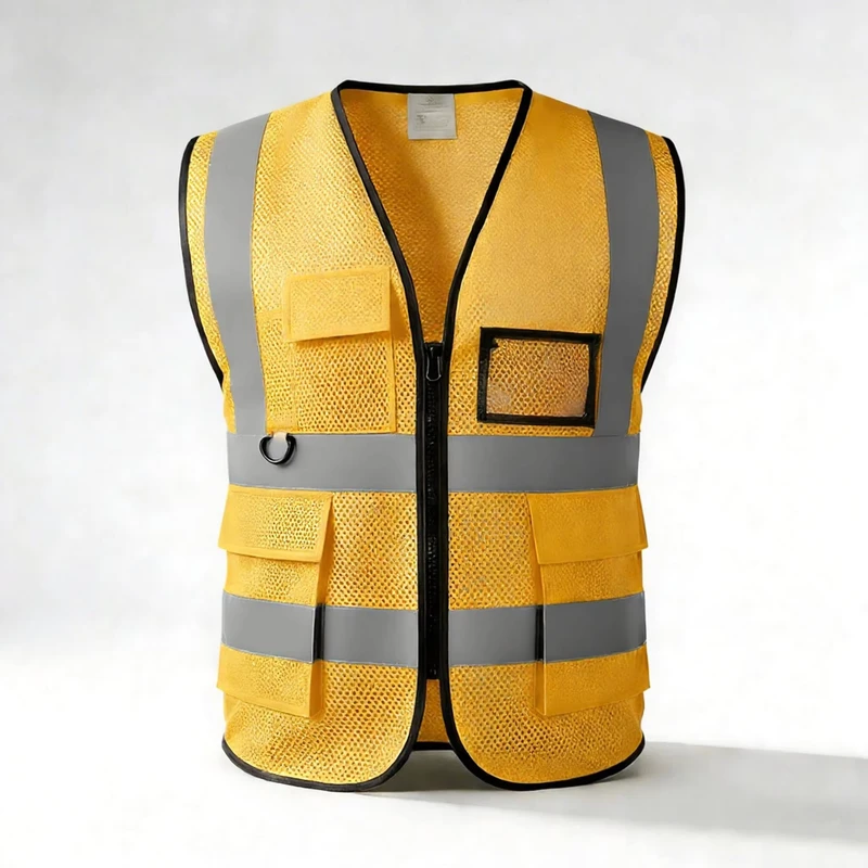 Breathable 120g Knitted Safety Vest High Visibility Reflective Strips Custom Logo Print Wash Resistant Labels & Reflectors