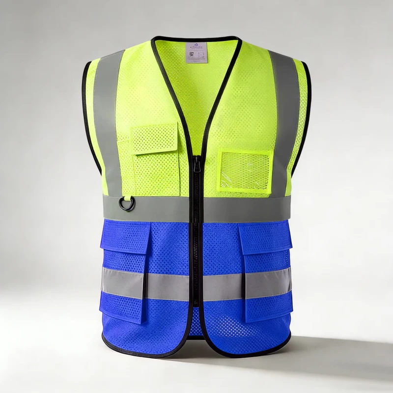 Breathable 120gsm Knitted High Visibility Safety Vest with Reflective Strips and Wash-Resistant Labels