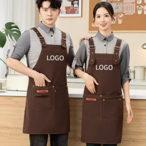 Breathable Canvas Apron with Printed Logo and Waist Design for Waiters