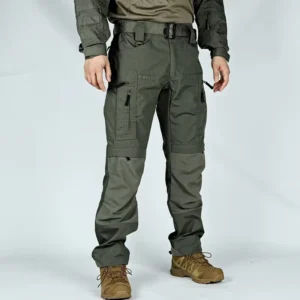 Breathable Elastic-Waist Casual Multipocket Workwear Pants with Knee Pads Hiking Cargo Straight Pants Plus-Size Men’s Tactical Pants