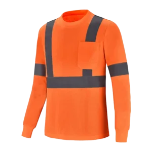 Breathable Hi Vis Long Sleeve T Shirt Reflective Work Reflective Safety Construction TShirts
