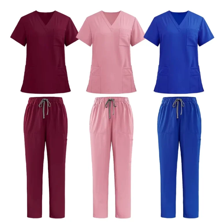 Breathable-High-Stretch-Medical-Scrub-Sets-Nursing-Uniform-Custom-Embroidery-Straight-Scrub-Suits