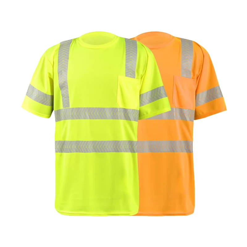 Breathable High Visibility Construction Custom Reflective Hi Vis Work Shirt Safety Clothing T shirt