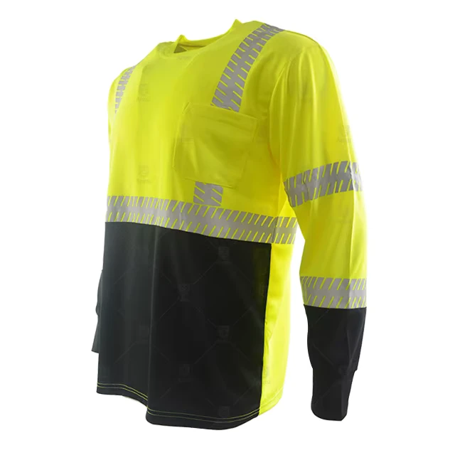 Breathable High Visibility Reflective Long Sleeve Safety T Shirt 100% Polyester Bird Eye Fabric Customizable Logo for