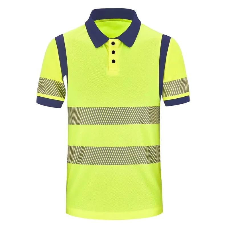 Breathable Jersey Reflective Work Wear Tee Shirt Mining Construction Cleaner Travel Hiking Safety Quick Dry Hi Vis Polo Shirts
