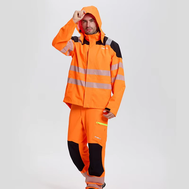Breathable Lightweight Men's Hi Vis Reflective Work Jacket Workwear Pants Uniform with Custom Logo