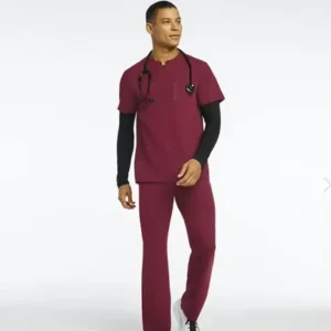 Breathable Men’s Medical Scrub Uniform Set with Jogger-Style Straight Pants