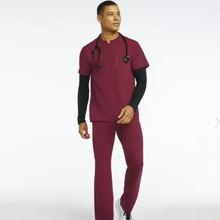 Breathable Men's Medical Scrub Uniform Set with Jogger-Style Straight Pants