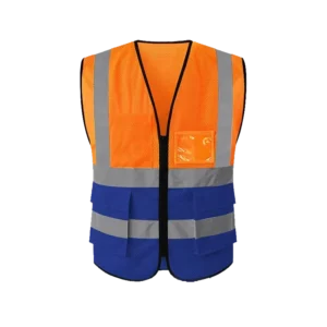 Breathable Mesh Multi-Pocket High Visibility ANSI Class 2 Waterproof Safety Vest with Two-Tone Color Block