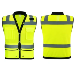 Breathable Mesh Reflective Safety Vest with Multiple Pockets for Construction Traffic Control and Sanitary Workers