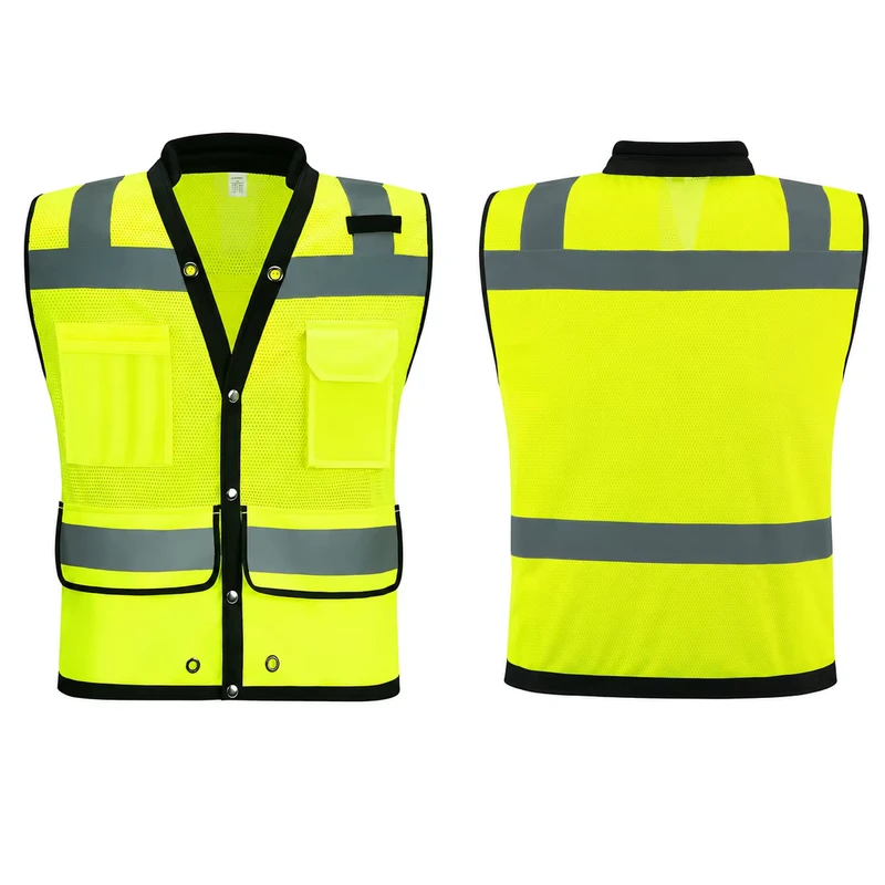 Breathable Mesh Reflective Safety Vest with Multiple Pockets for Construction Traffic Control and Sanitary Workers