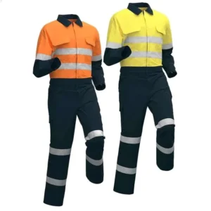 Breathable Mineral Durable Construction Cotton Long Sleeve Hi Vis Reflective Safety Working Coverall