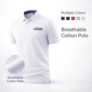 Breathable Moisture Wicking Quick Dry Anti-Wrinkle Knitted White Plain Solid Color Custom for Shirts with Embroidery Logo