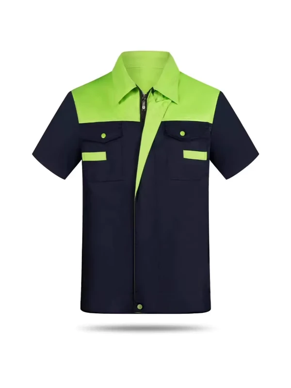 Breathable Polyester Cotton Two Tones Motor Mechanic Uniform Farmer Cleaner Jacket Pants Work Suits