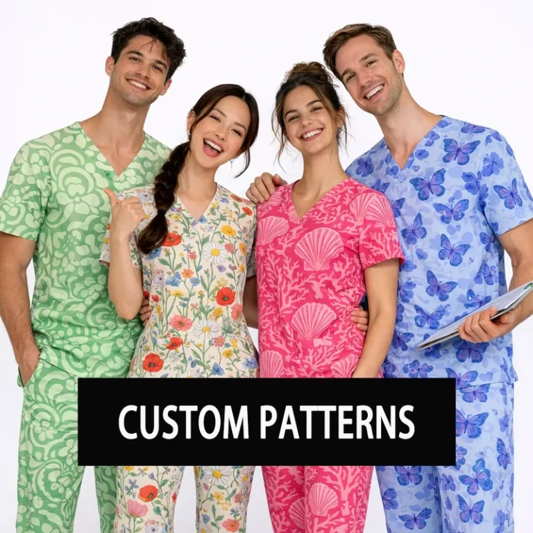 Breathable-Printed-Cotton-Spandex-Unisex-Scrub-Top-for-Doctors-and-Nurses