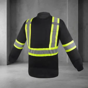 Breathable Quick Dry Long Sleeve Polyester Warehouse Logistics Customized Logo Print Reflective Safety T Shirt