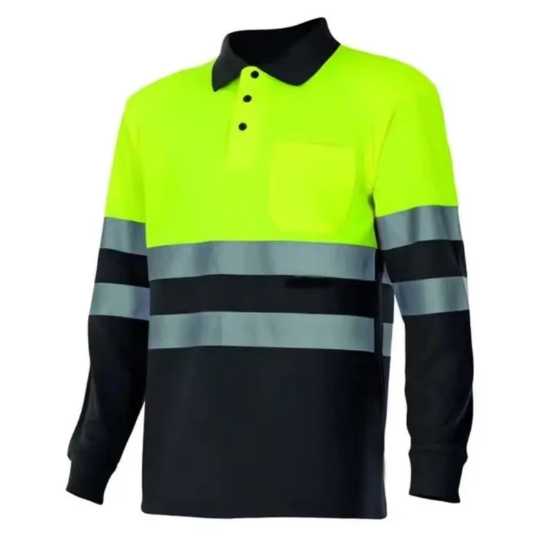 Breathable Quick Dry Long Sleeve T Shirt Road Traffic Safety Reflective Workwear Customizable Logo Color Style