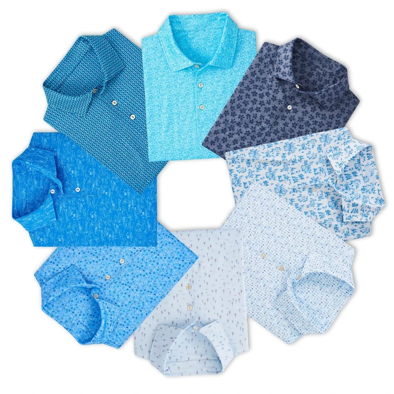 Breathable Quick Dry Moisture Wicking All Over Print Polyester Spandex High Quality Luxury Stretch Polo Golf t-Shirts