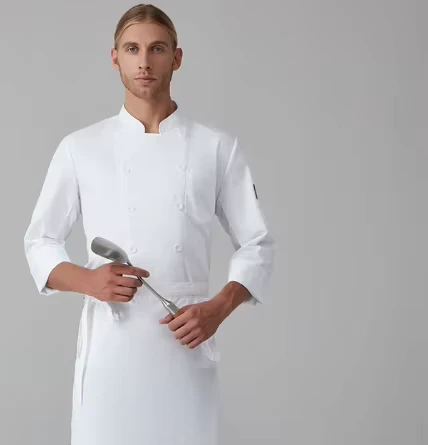 Breathable Solid Color Anti-Oil-Stain Polyester Cotton Unisex Long-Sleeve Chef Uniform