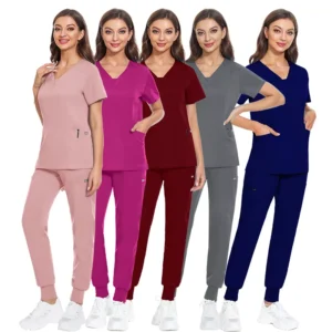 Breathable Spandex Woven Women’s Jogger Nursing Scrubs Uniforms for Hospital Use