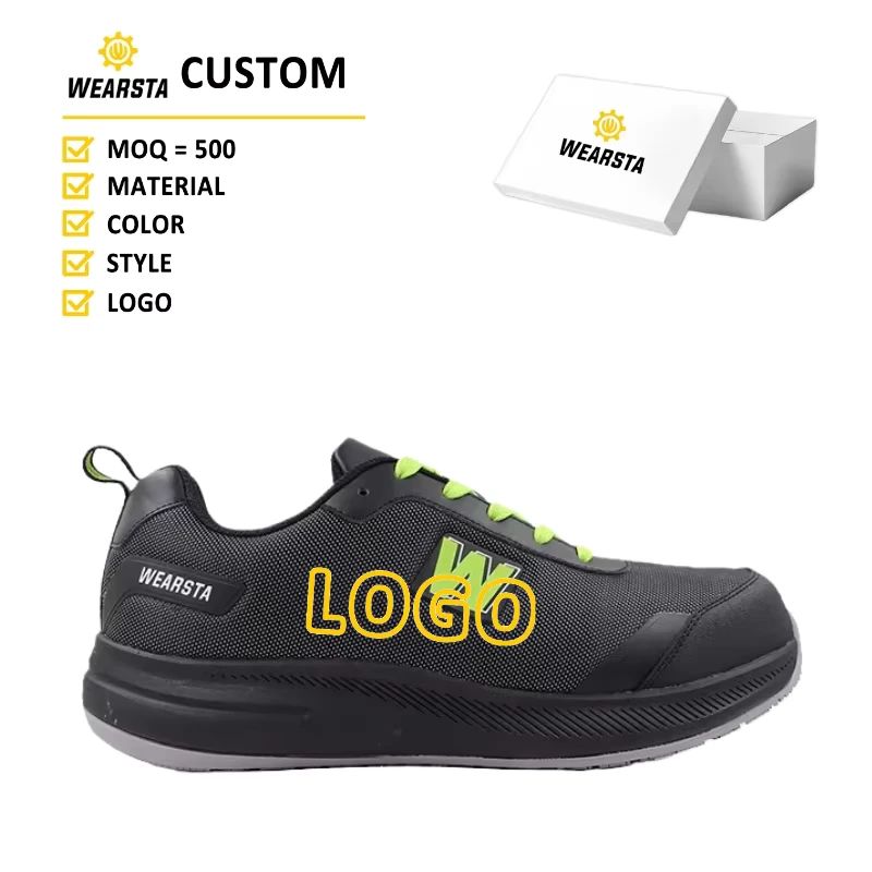 Breathable Steel Toe Leather Upper Knit Mesh Safety Shoes for Electrical Work