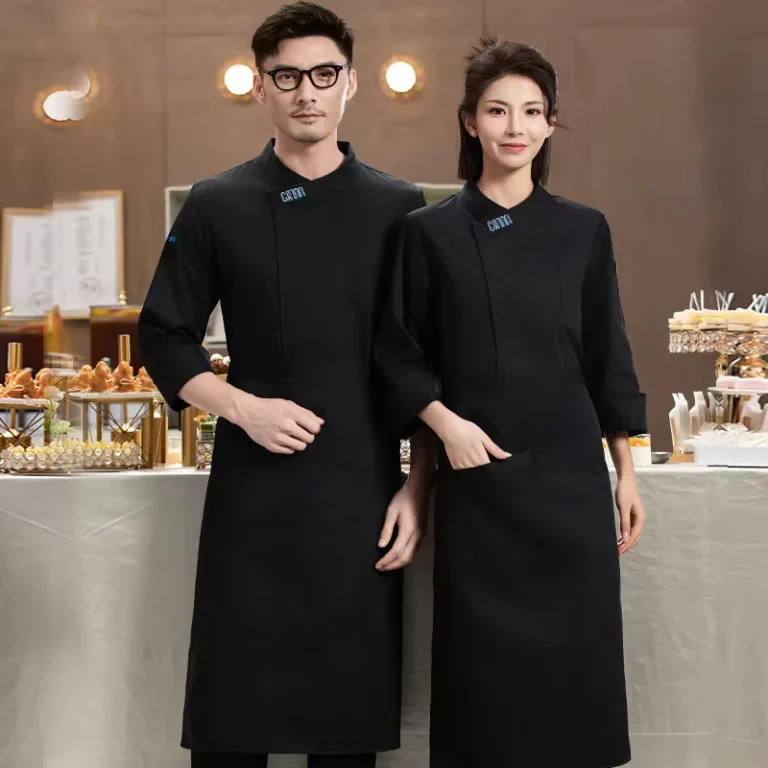 Breathable-Unisex-Chef-Uniform-Long-Sleeve-Polyester-Cotton-for-Hotel-Restaurant