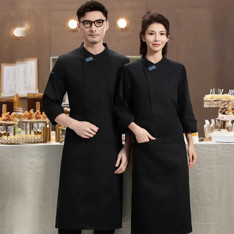 Breathable Unisex Chef Uniform Long Sleeve Polyester Cotton for Hotel Restaurant