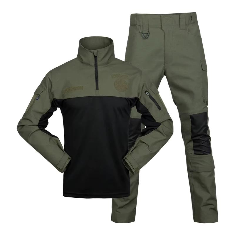 Breathable Waterproof Olive Green Camouflage Ripstop Tactical Uniform, 65% Polyester 35% Cotton