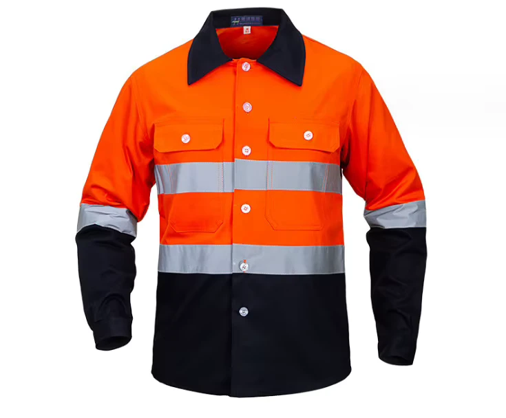 Breathable Work Clothes Made Cotton Spandex Custom Logo Hi Vis Work Suit
