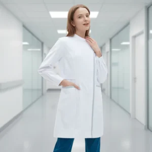 Breathable Woven Polyester Cotton Unisex Hospital Scrub Uniform Set with Top and Bottom Lab Coat by Baiyi Angel