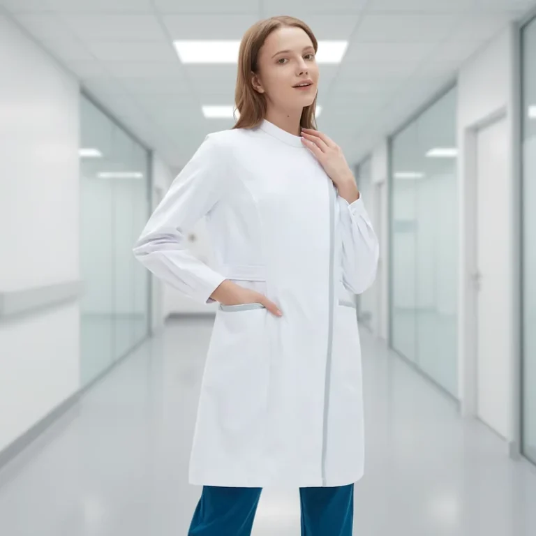 Breathable-Woven-Polyester-Cotton-Unisex-Hospital-Scrub-Uniform-Set-with-Top-and-Bottom-Lab-Coat-by-Baiyi-Angel