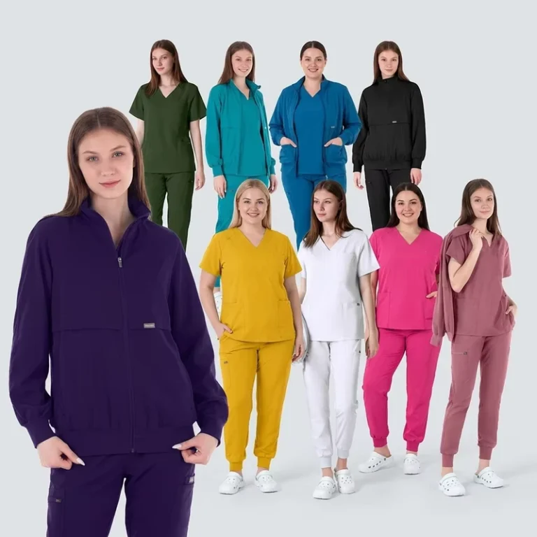 Bright-Color-Medical-Doctor-Nursing-Scrub-Uniform-Set-with-Jogger-Pants