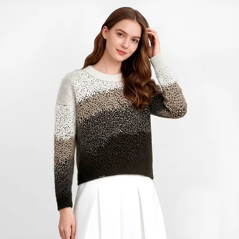 Brown Crocheted Quick Dry Anti Shrink Sweater for Women