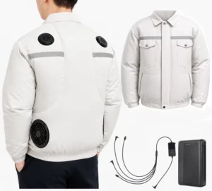 Built in Cooling Fan Long Sleeve Cooling Jacket Polyester Breathable Heat Resistant Summer Construction Work Wear