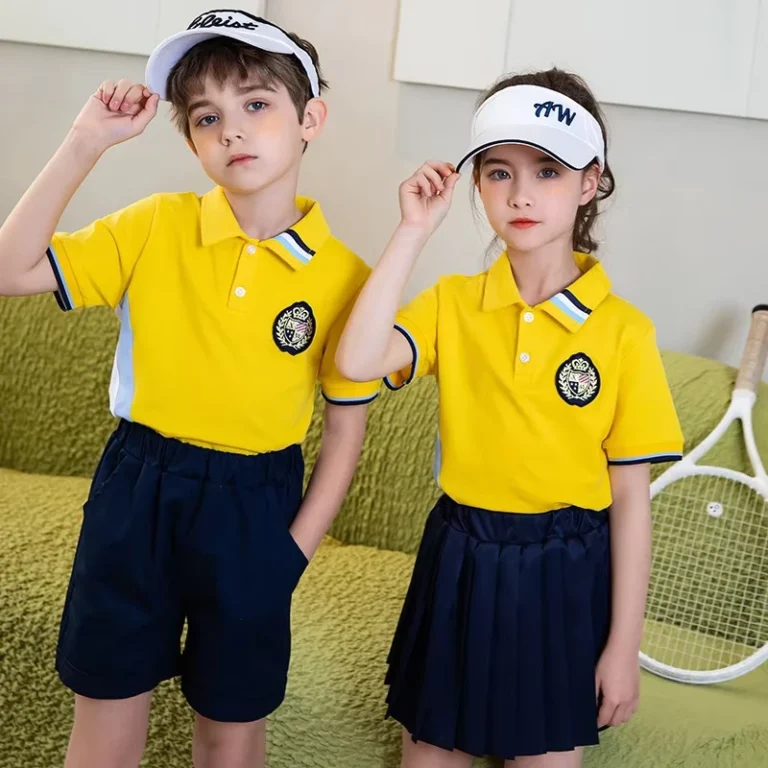 Bulk-Sport-Custom-Badge-School-PE-Uniform-Yellow-Custom-Polo-Kids-Kindergarten-Primary-Pre-school-School-Uniform-Design