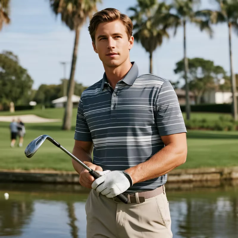 Bulk Supplier Golf Polo Shirt Polyester Spandex Low Moq Quick-drying Men Poloshirts Striped Golf Polo Tshirts