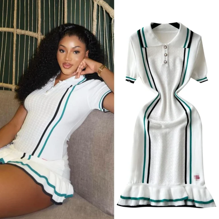 C0645-Knitted-New-Style-French-Retro-Collar-Contrasting-Color-High-quality-Sweater-Dress