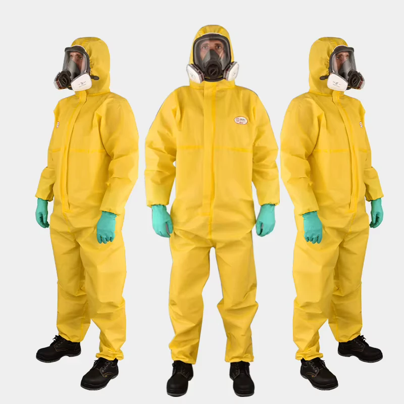 C6 Grade 87g HDPE Type3B 4B Nuclear Radiation And Heavy Chemical Disposable Protective Coverall