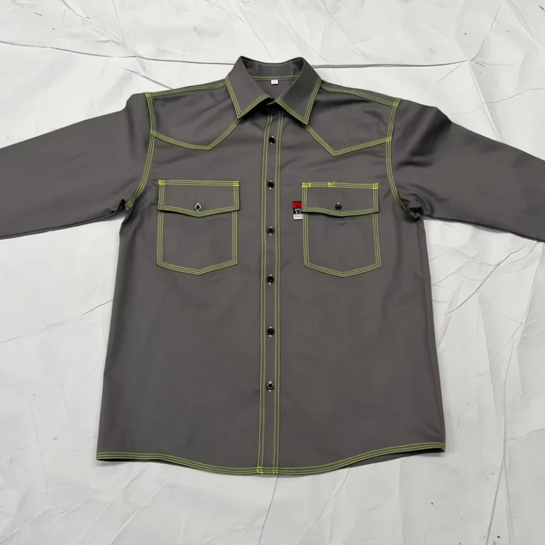 CAT2-Flame-Retardant-Cotton-Fire-Resistant-Shirt-Water-Repellent-FRC-Snaps-Feature-Customized-Logo-Customized-Color