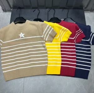 CD Style Casual Pentagram Striped Sweater for Women Winter Unisex Sweater Trendy High Street Clothing