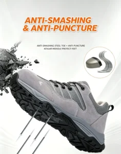 CE Certified Steel Toe Work Shoes with Insulation, Anti-Puncture, Non-Slip and Lightweight PU Outsole