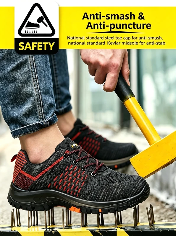 CE Certified Work Factory Construction Safety Shoes Steel Toe Midsole Anti Slip Anti Smash Anti Puncture Resistant Breathable