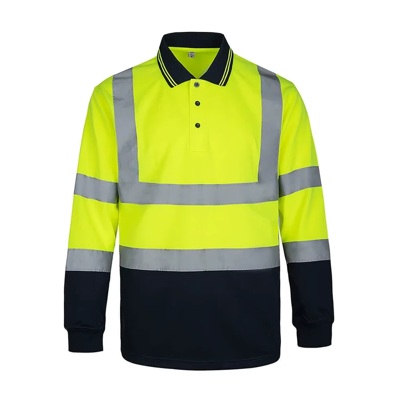 CE Custom Hi Vis Construction Traffic Industrial High Visibility Reflective Safety Polo Shirt