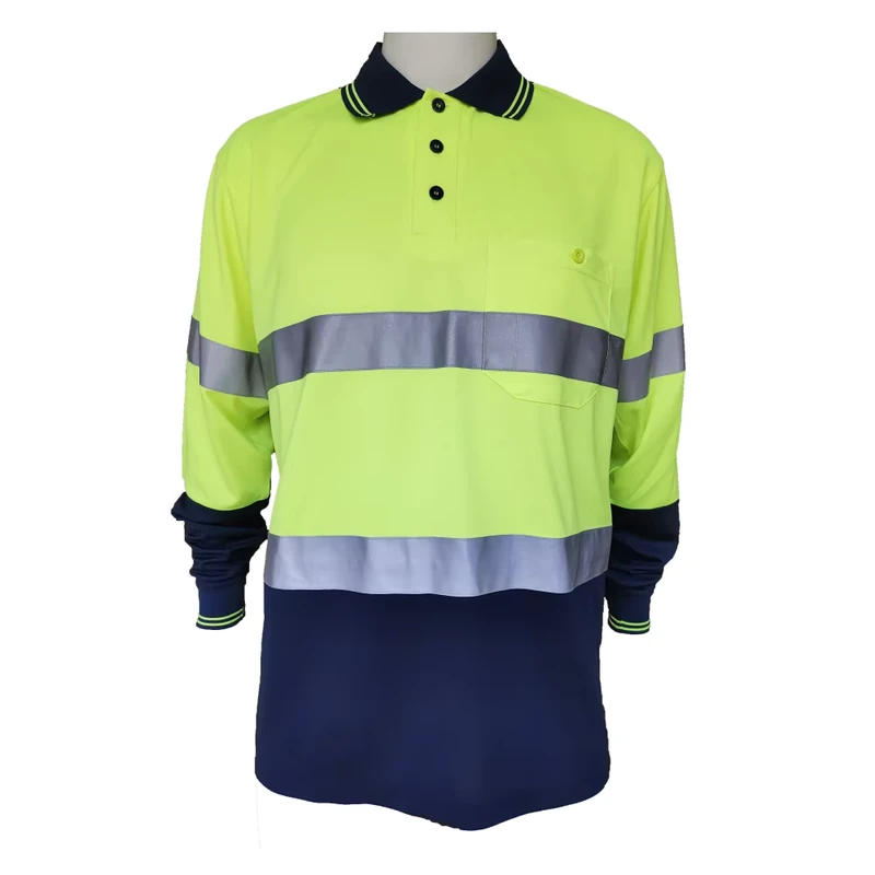 CE Custom Hi Vis Two Tone Quick Dry Polyester Work High Visibility Safety Reflective Polo Shirt