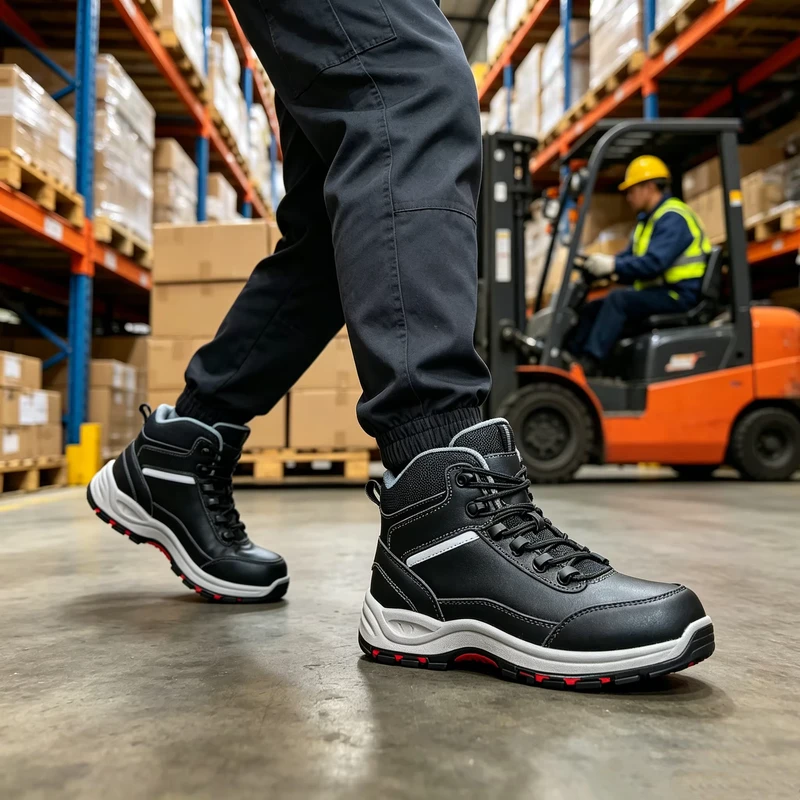 CE Lightweight Safety Shoes Breathable Anti-Fatigue Steel Toe Slip Resistant for Warehouse Logistics Retail Chain
