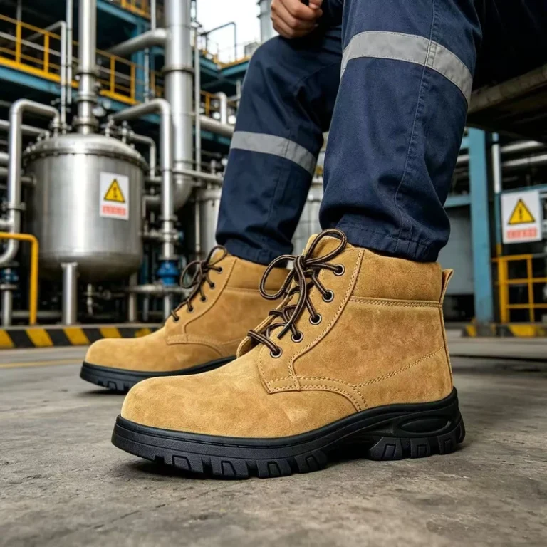 CE-Work-Safety-Shoes-Tan-Suede-High-Cut-Steel-Toe-Anti-Slip-Footwear-for-Oil-and-Mine-Work